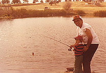 Milt fishing with his grandson at what would be later called "Alfier Park"
